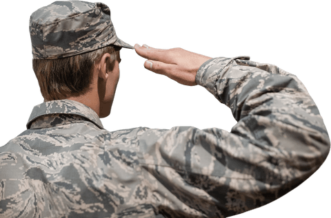 transparent rear view of soldier saluting in uniform - Download Free Stock Videos Pikwizard.com