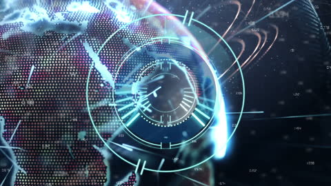 Futuristic Interface with Globe and Network Connections Animation
