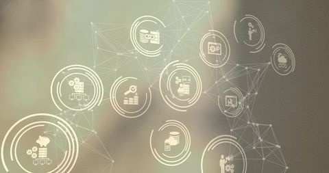 digital network with business icons over blurred background - Download Free Stock Images Pikwizard.com