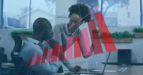 Diverse Professionals Analyzing Data with Rising Graph Overlay