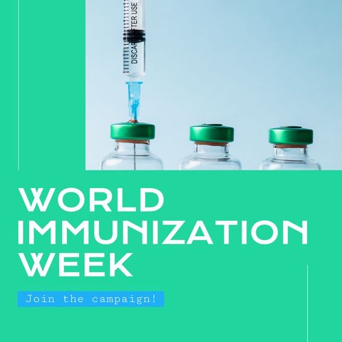 World Immunization Week Promotion with Syringe and Vaccine Vials - Download Free Stock Templates Pikwizard.com