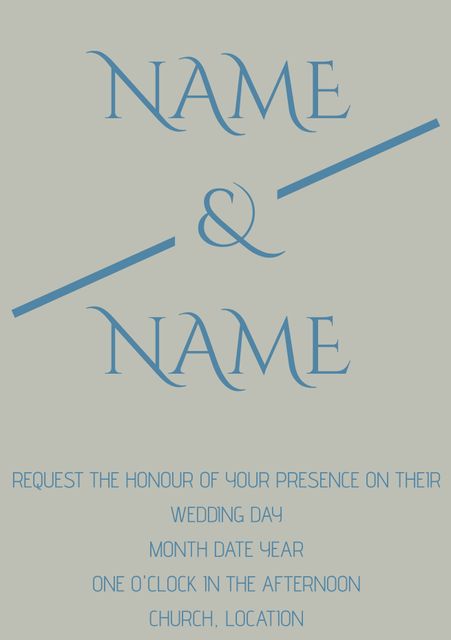 Elegant Blue Wedding Invitation with Minimalist Typography - Download Free Stock Templates Pikwizard.com