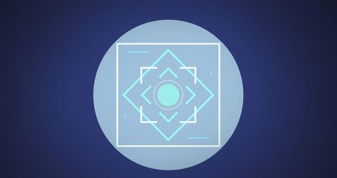 Futuristic neon scope scanning on blue digital interface