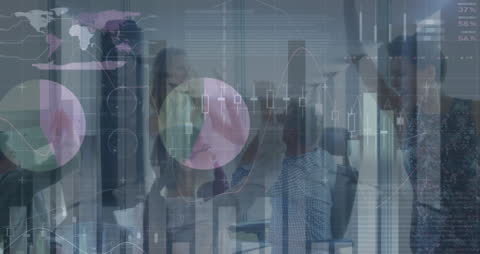 Business Technology Meeting with Financial Data Overlay