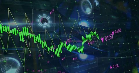 Advanced data graph display with digital interface visualization