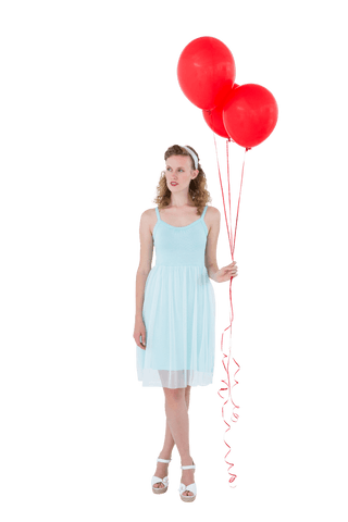 happy woman holding red balloons on transparent background - Download Free Stock Videos Pikwizard.com