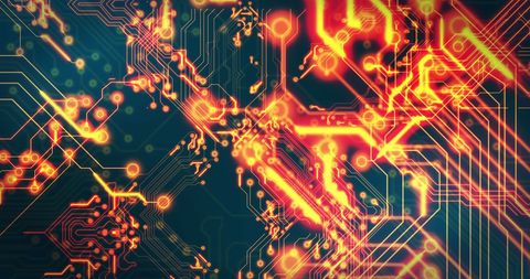 Glowing Circuit Pattern on Dark Background - Download Free Stock Images Pikwizard.com