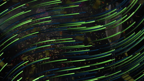 Dynamic Animation with Diagonal Neon Lines and Cascade of Confetti