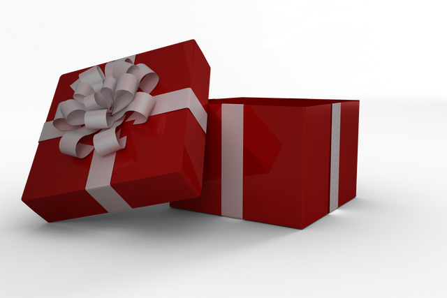 Transparent red and white gift box with festive ribbon on white background - Download Free Stock Videos Pikwizard.com