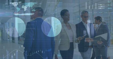 Business Professionals Overlay with Global Data Analytics Concept - Download Free Stock Images Pikwizard.com