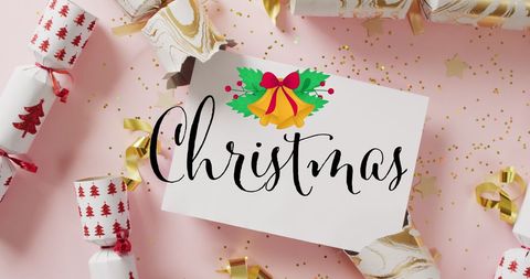 Charming christmas greetings with festive crackers arrangement