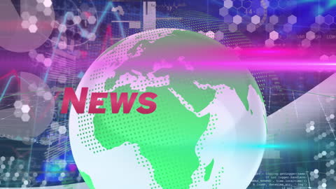 Global News Graphic with Data Processing Elements