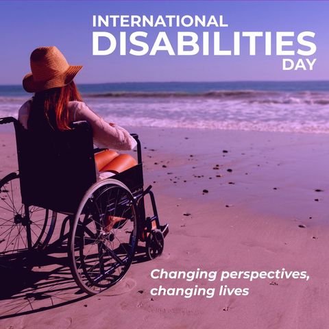 woman in wheelchair enjoying beach for international disabilities day - Download Free Stock Templates Pikwizard.com