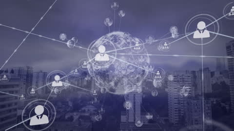 Global Digital Networking with City Background