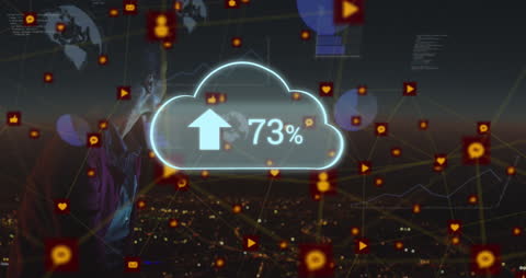 Digital Cloud and Social Connection Networking Concept