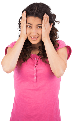 transparent upset woman holding head with pained expression - Download Free Stock Videos Pikwizard.com