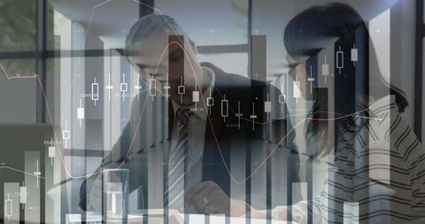 Corporate Professionals Analyzing Financial Data with Graphs Overlay - Download Free Stock Images Pikwizard.com