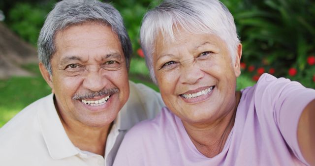 Senior Couple Smiling Joyfully Outdoors, Enjoying Retirement Life - Download Free Stock Images Pikwizard.com