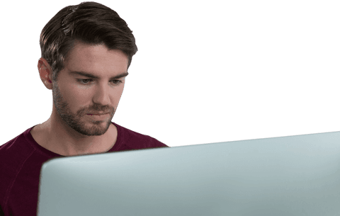 Concentrated Caucasian Man Using Transparent Laptop - Download Free Stock Videos Pikwizard.com