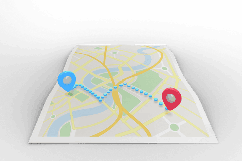 transparent 3d map with route path and colorful pointers - Download Free Stock Videos Pikwizard.com