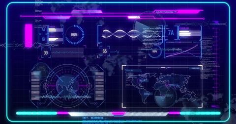 Futuristic Digital Interface with DNA and Data Visualization - Download Free Stock Images Pikwizard.com