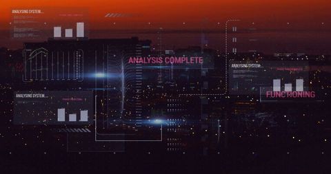Futuristic Cityscape with Scanning Analysis Interface at Sunset - Download Free Stock Images Pikwizard.com