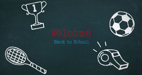 Welcome Back to School Sports Theme Chalkboard Design