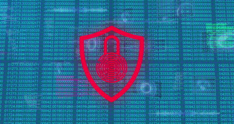 Cybersecurity Technology with Digital Code and Red Padlock Icon