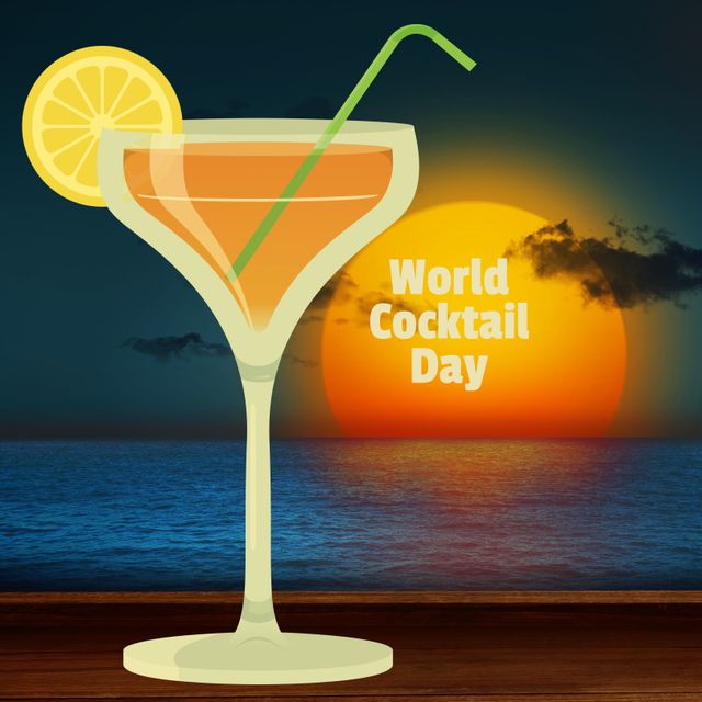 Celebrate World Cocktail Day with Vibrant Sunset Background - Download Free Stock Templates Pikwizard.com