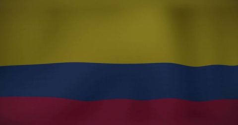 Waving colombian flag textile macro closeup yellow blue red horizontal stripes