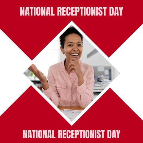 Celebrating national receptionist day with smiling businesswoman