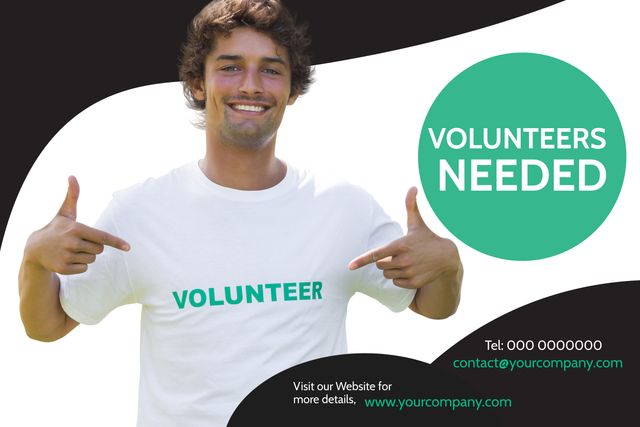 Volunteer Recruitment Poster with Smiling Individual - Download Free Stock Templates Pikwizard.com