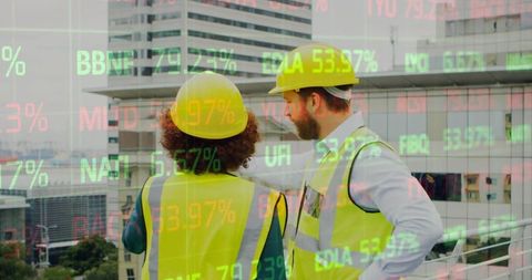 Architects Discussing Project at Construction Site with Financial Data - Download Free Stock Images Pikwizard.com