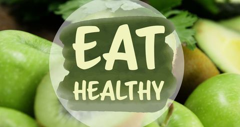 Eat Healthy Message with Fresh Fruits Background - Download Free Stock Images Pikwizard.com