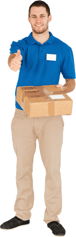 Transparent Delivery Man Smiling Thumb Up with Package - Download Free Stock Videos Pikwizard.com
