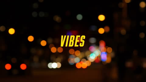 Neon Typographic Vibes Over Blurred Night City Lights