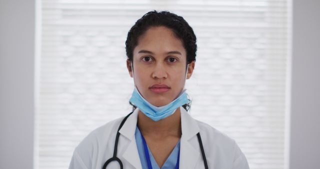 Confident Female Doctor With Stethoscope and Face Mask - Download Free Stock Images Pikwizard.com