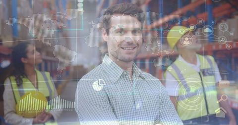 Confident Supervisor in High-Tech Warehouse Environment