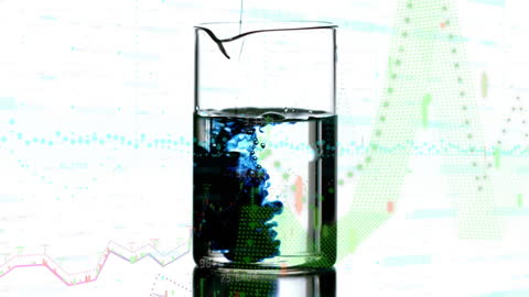DNA Animation and Chemical Experiment Against Data Background
