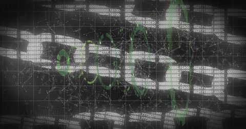 Neon green double helix visualizing dna data flow through dark digital matrix