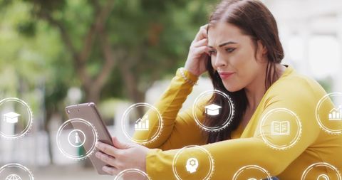 Woman Engaged with Digital Learning and Networking via Smartphone