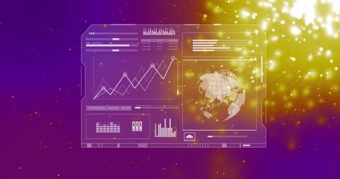 Digital Data Interface with Globe and Abstract Glow - Download Free Stock Images Pikwizard.com