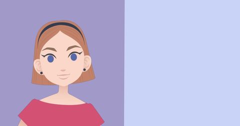 Illustration of Businesswoman with Copy Space on Dual-Toned Background