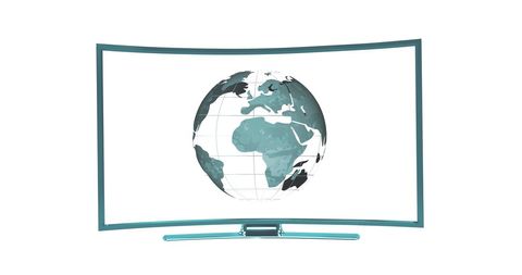 Curved TV Display Featuring Earth Globe Design - Download Free Stock Images Pikwizard.com