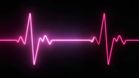 Neon ECG Heartbeat Line Looping Visualizer, Pink Glowing Cardio Rhythm Animation