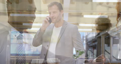 Digital Overlay of Diverse Business Professionals Connecting