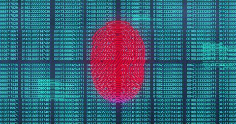 Digital Fingerprint Overlay on Binary Code Illustrating Cybersecurity - Download Free Stock Images Pikwizard.com