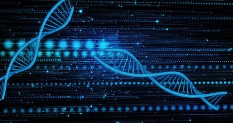 Futuristic DNA Strands with Digital Light Trails - Download Free Stock Images Pikwizard.com