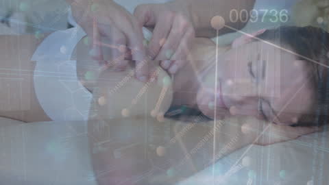 Relaxing Massage Combined with Futuristic DNA and Data Elements