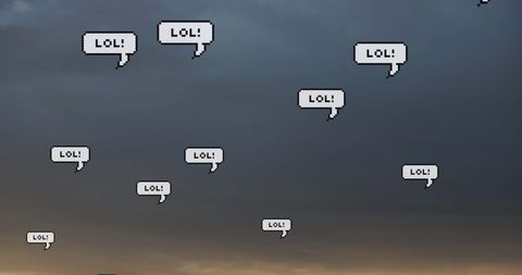 Digital speech bubbles in cloudy sky symbolizing online communication